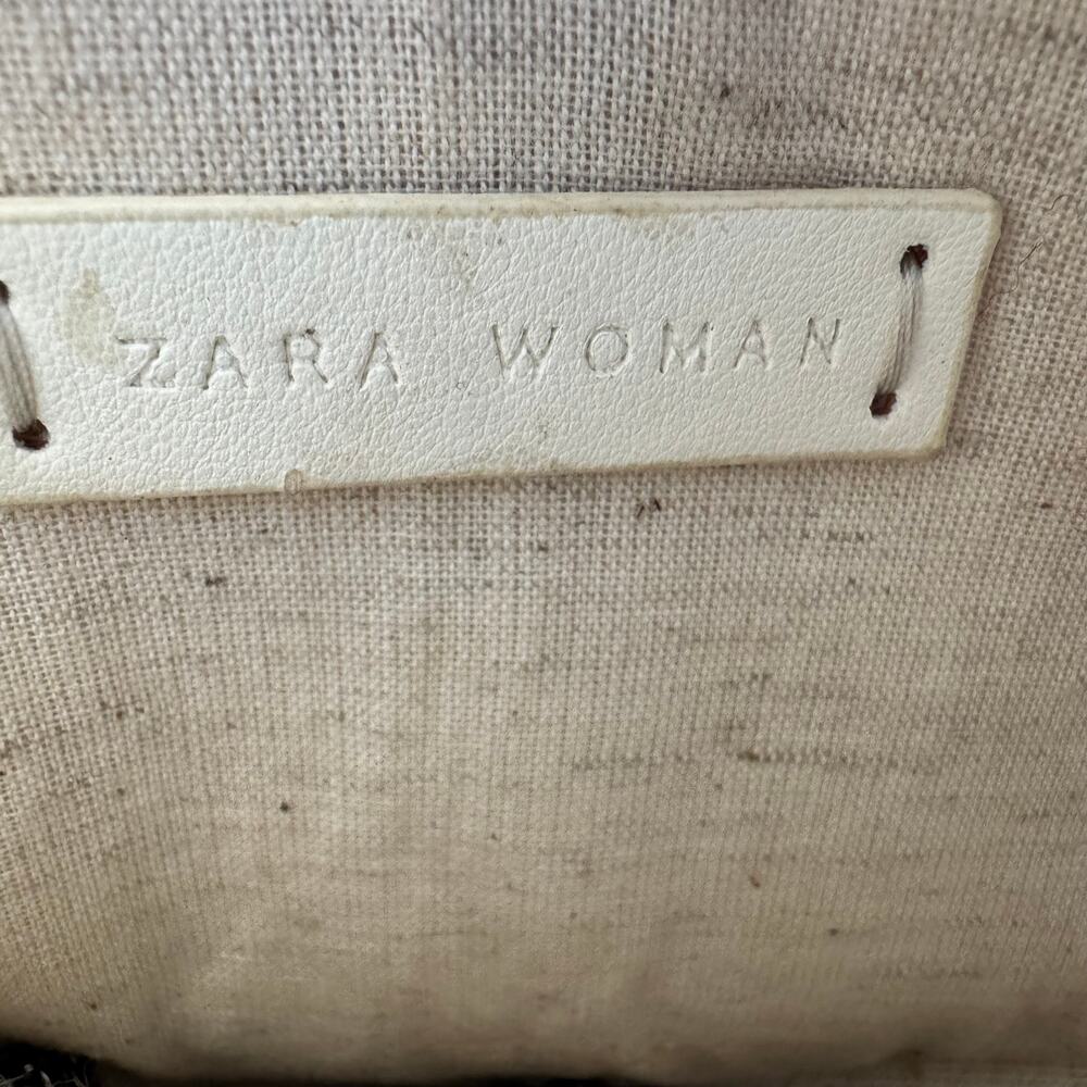 ZARA White Beaded Boho Half Moon Wooden Top Handle Convertible Bag Chain Strap - Picture 6 of 10